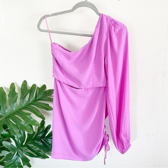 NWT Olivaceous Pink Gabelli One Sleeve Cut-Away Mini Dress M - Picture 4 of 14